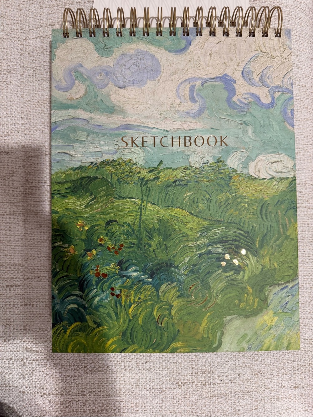 Green Wheat Fields by Vincent Van Gogh sketchbook 120 sheets 9inx12”
